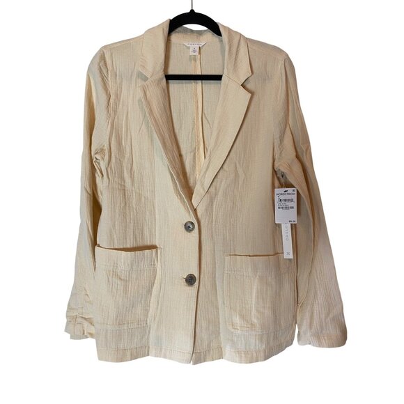 Caslon Jackets & Blazers - NWT Nordstrom Caslon Beige Cotton Blazer Lightweight Textured Jacket Medium